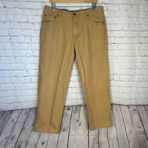 Orvis KHP Jeans Mens Brown Canvas Straight 100% Cotton Workwear size 38/30